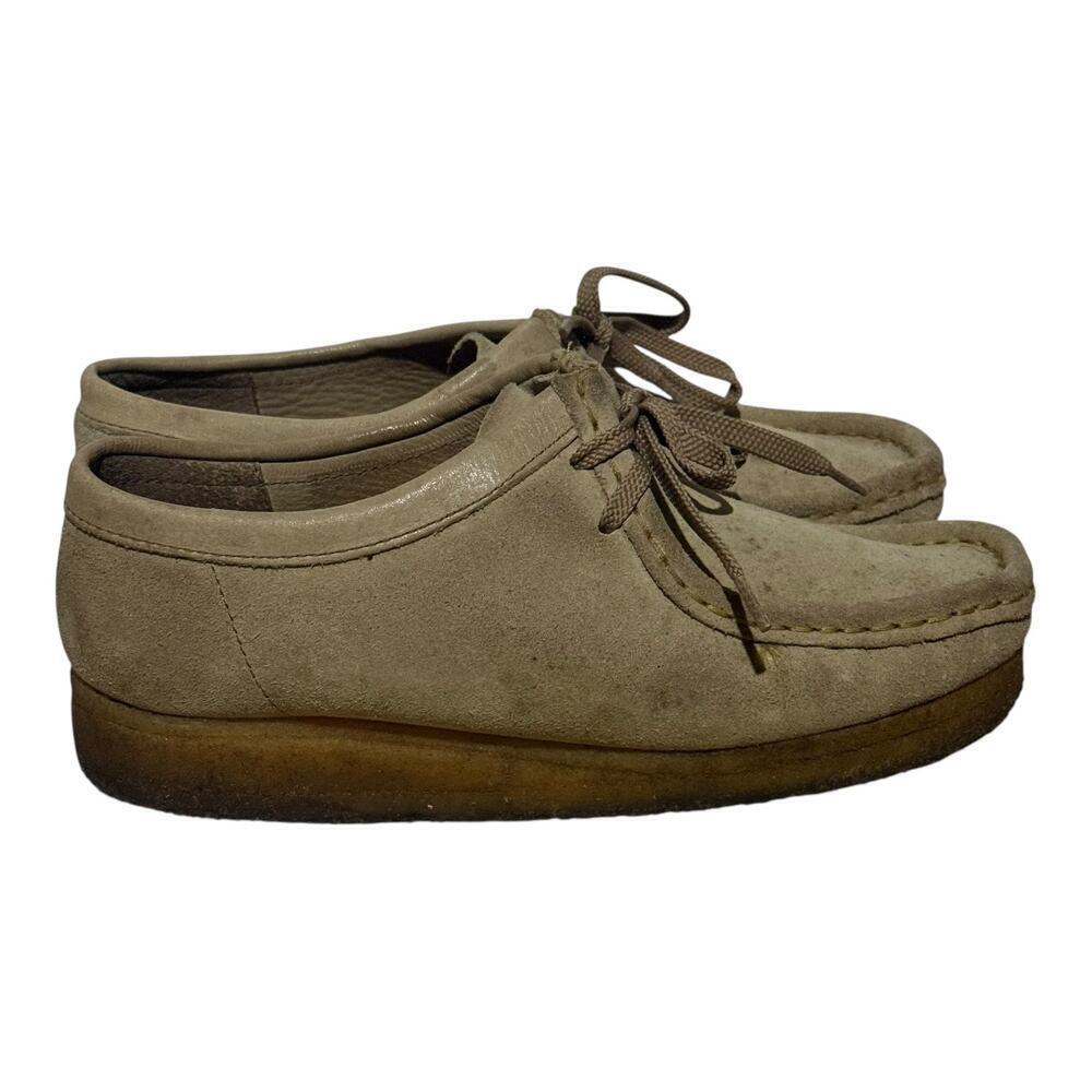 Clarks Originals Wallabee Style Moc Toe Beige Suede Womens Size 7.5 Casual Shoes